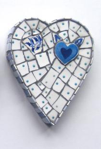 Blue Heart with Swallows