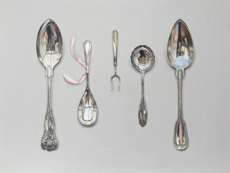 Hybrid Gallery Rachel Ross Arranged Silverware with Ribbon