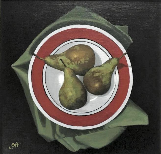 Hybrid Gallery Gill Hamilton Three Pears on Green Napkin