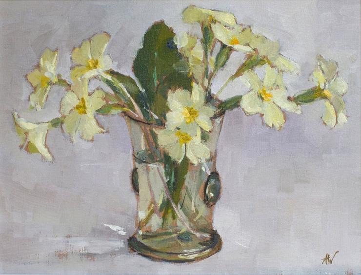 Hybrid Gallery Annie Waring Primroses in Dutch Glass