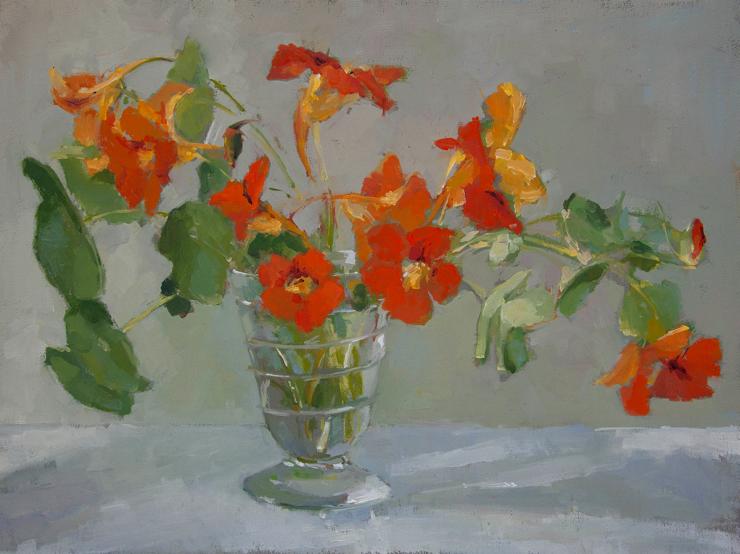 Hybrid Gallery Annie Waring Nasturtiums in Spiral Vase