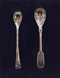 Two Salt Spoons on Black