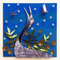 Hybrid Gallery Melanie Tomlinson Bugling Crane in Snow