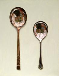 Two Rounded Spoons with Decorative Handles