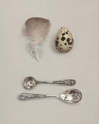 Hybrid Gallery Rachel Ross Salt Spoons with Feather and Quail's Egg