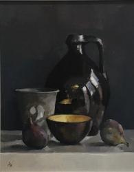 Hybrid Gallery Annie Waring Gilded Bowl with Figs and Black Jug